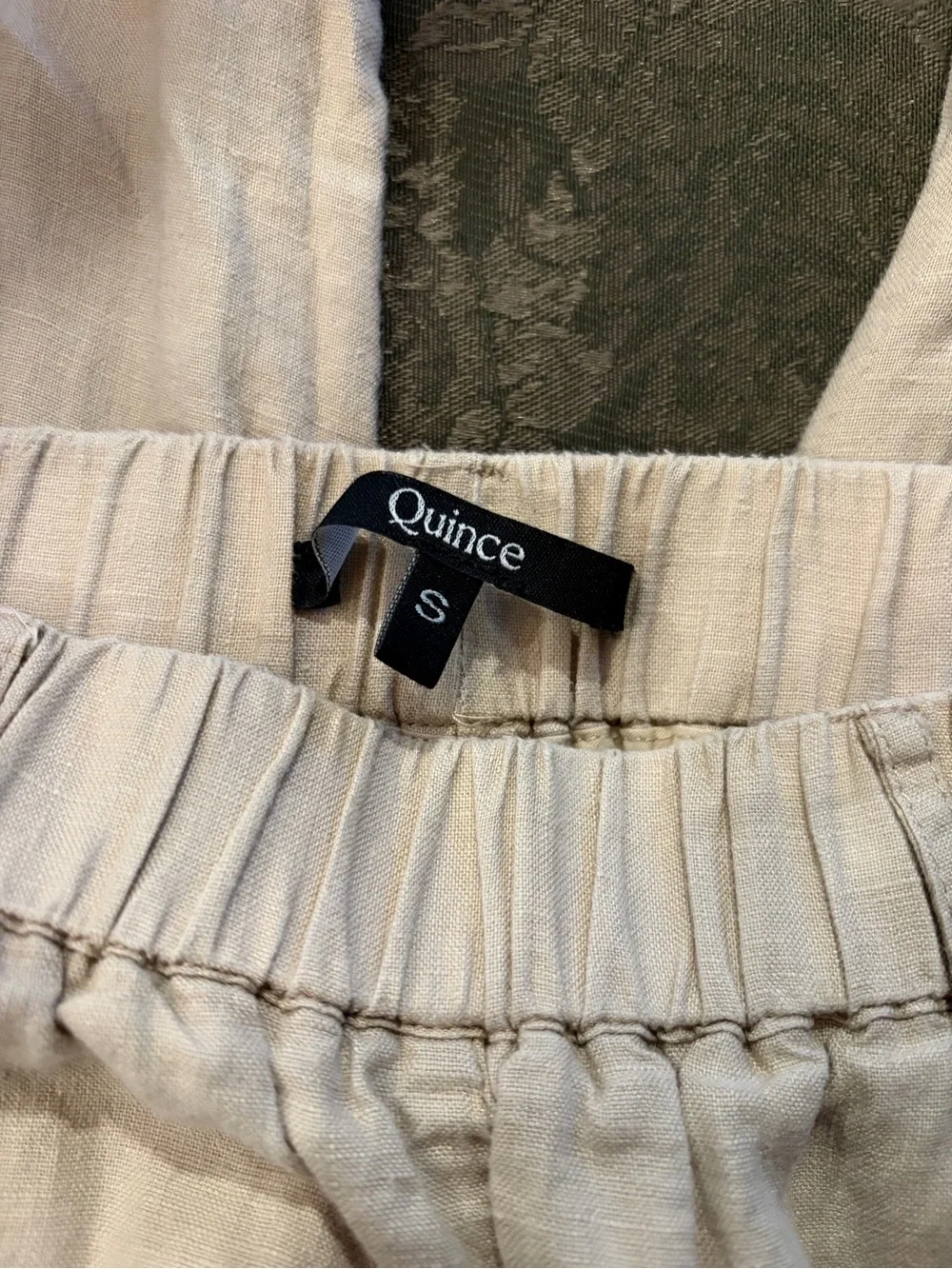 Quince Oatmeal Elastic-Waist 100% Flax Euro Linen Pants, Breathable & Light, Sm